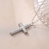 New copper-plated real gold cross necklace jewelry for cross-border trade in Europe and America, simple pendant, Southeast Asian trend, versatile, fully set with zircon Specification image